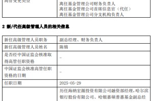 江信基金高管变更：原亮离任 新任陈锦为副总经理、财务负责人、首席信息官