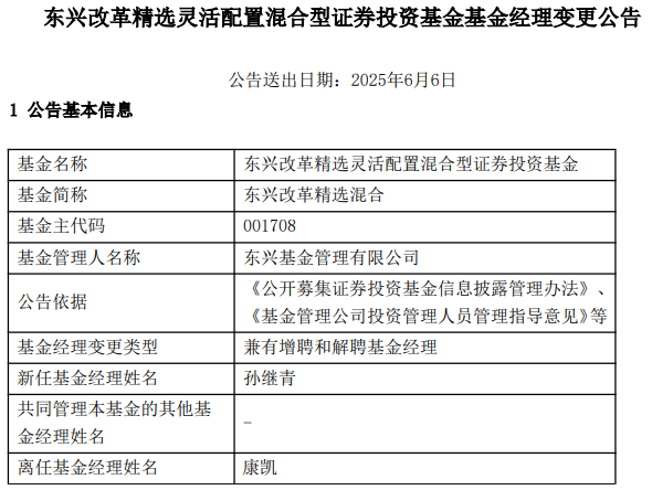 康凯1413%换手率后闪电离任！孙继青“二进宫	”揭秘东兴基金战略深意