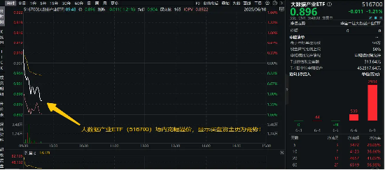 中科曙光复牌涨停！大数据产业ETF（516700）盘中跌逾1%，场内宽幅溢价	，资金逢跌进场抢筹！